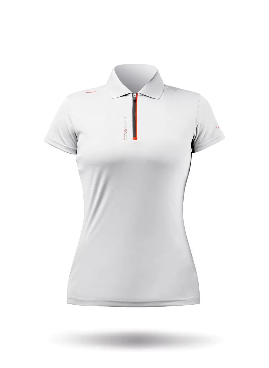 Discount Zhik Polo De Sport Uvactive Zip Pour Femme - Blanc