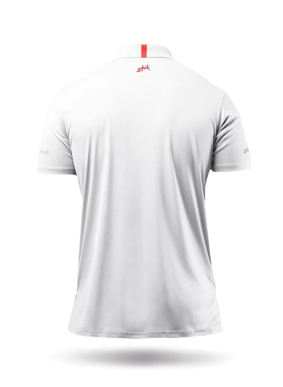 Online Zhik Polo De Sport Uvactive Zip Pour Hommes - Blanc