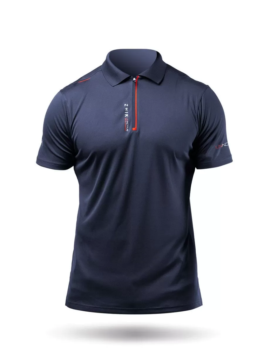 Best Sale Zhik Polo De Sport Uvactive Zip Pour Hommes - Marine